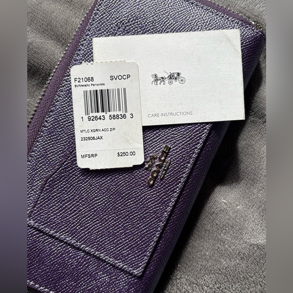 Coach Metallic Purple Zip Wallet - Picture 6 of 8